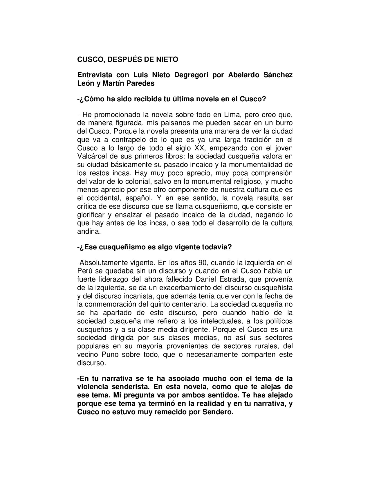 Entrevista a Luis Nieto Degregori por Abelardo Sánchez León y Martín Paredes