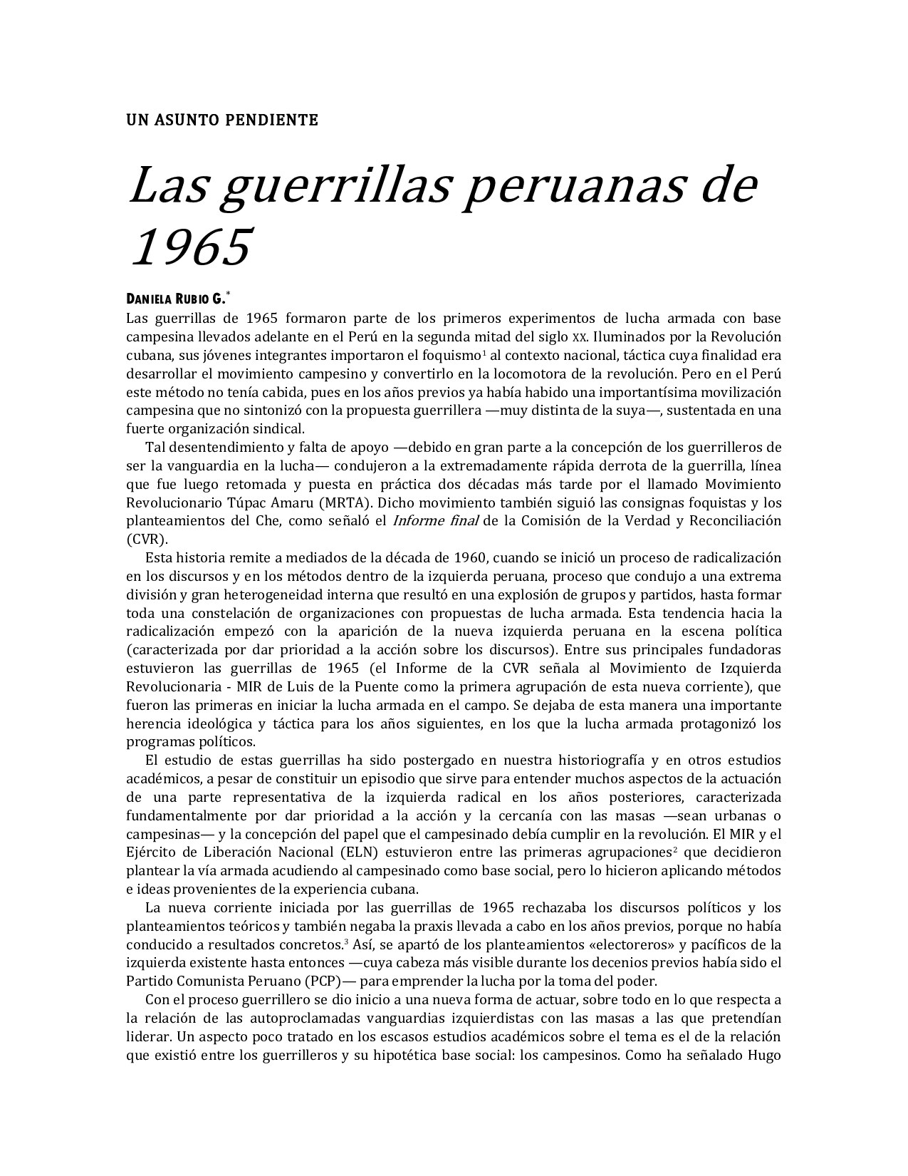 Las guerrrillas peruanas 1965