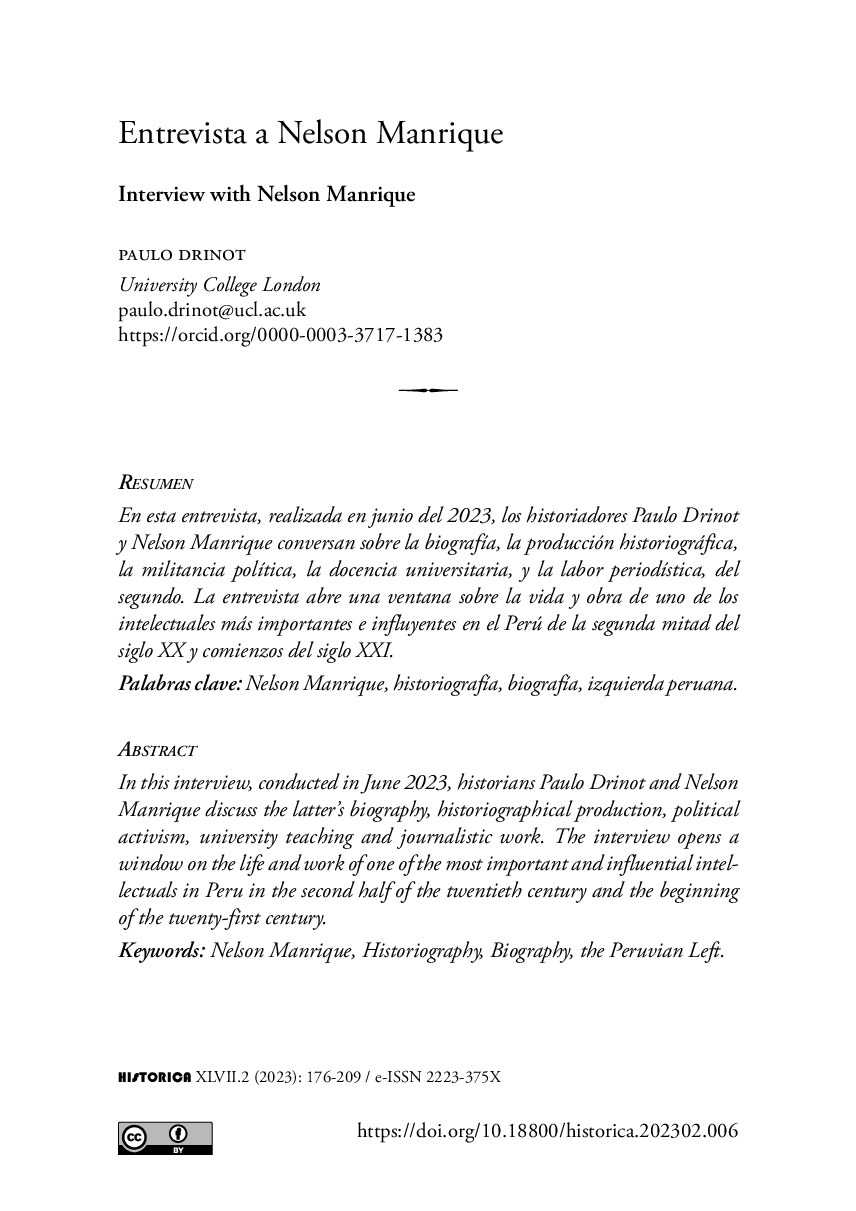 Entrevista a Nelson Manrique published