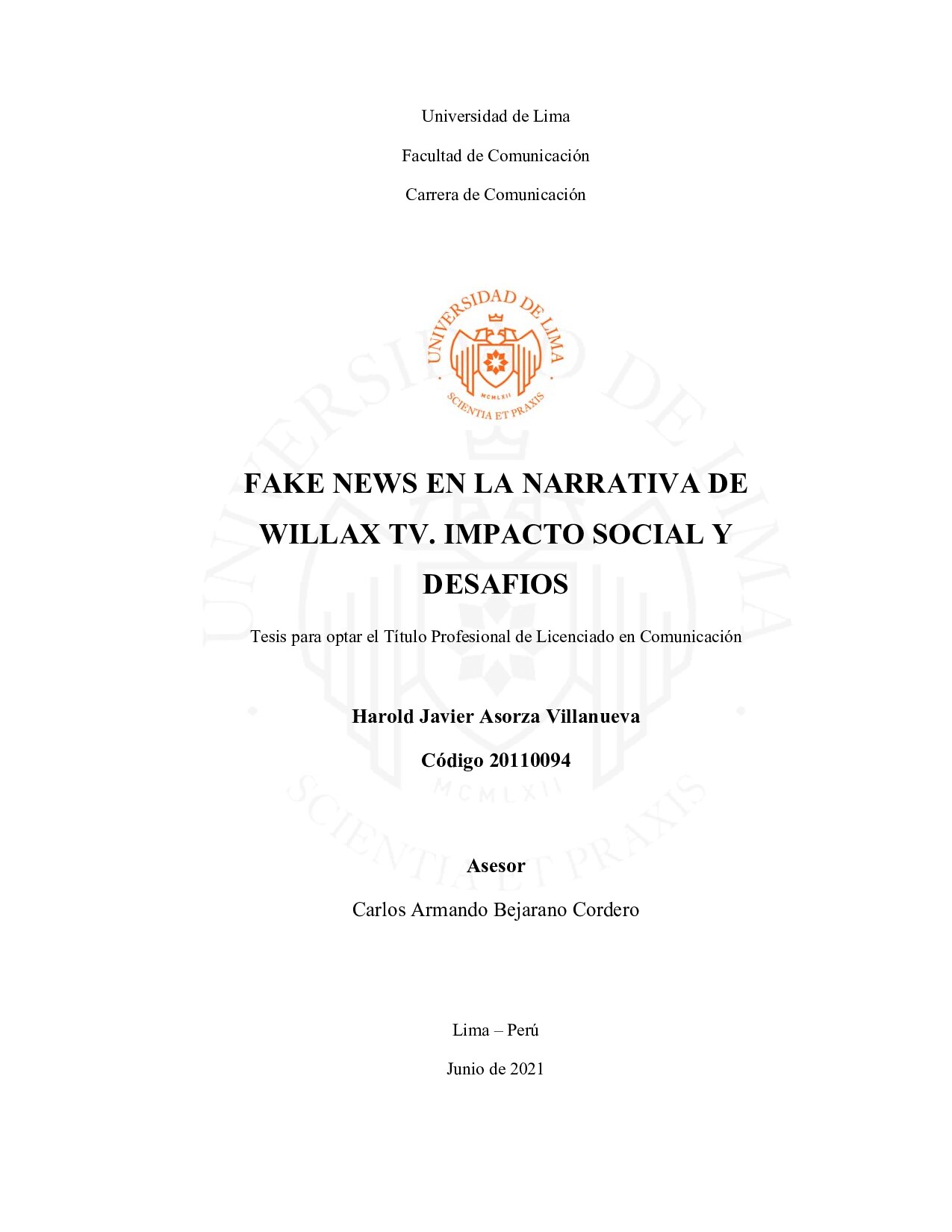 Asorsa_Fake news en la narrativa de Willax tv. Impacto social y desafíos