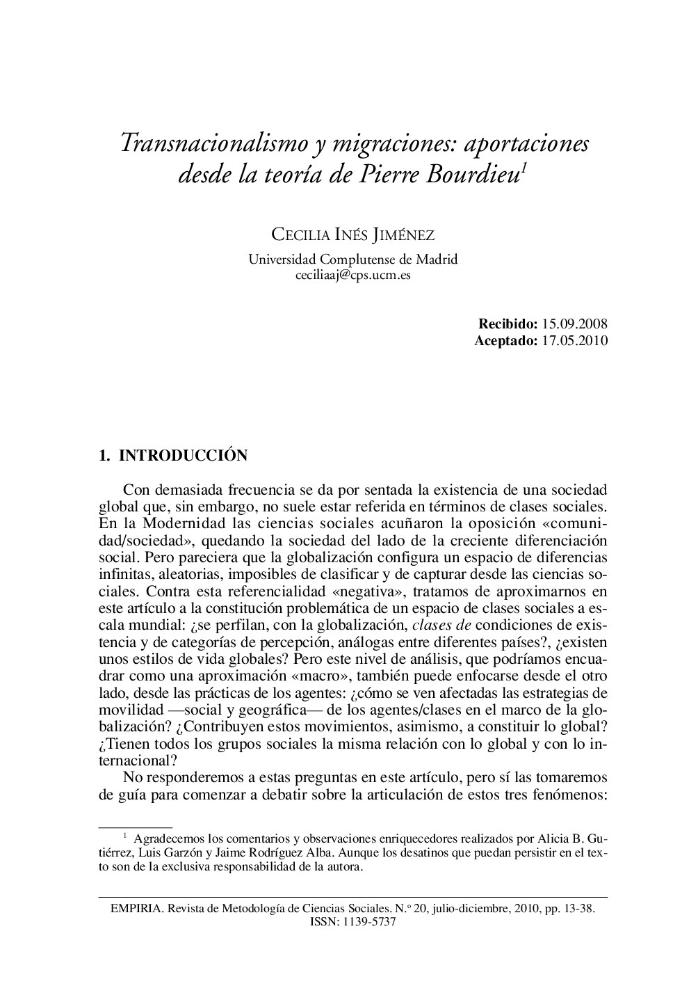 [Empiria Revista de metodología de ciencias sociales 2010-oct 02 vol. 0 iss. 20] Jiménez, Cecilia Inés - Transnacionalismo y migraciones_ aportaciones desde la teoría de Pierre Bourdieu (2010) [10.5944_empiria.20