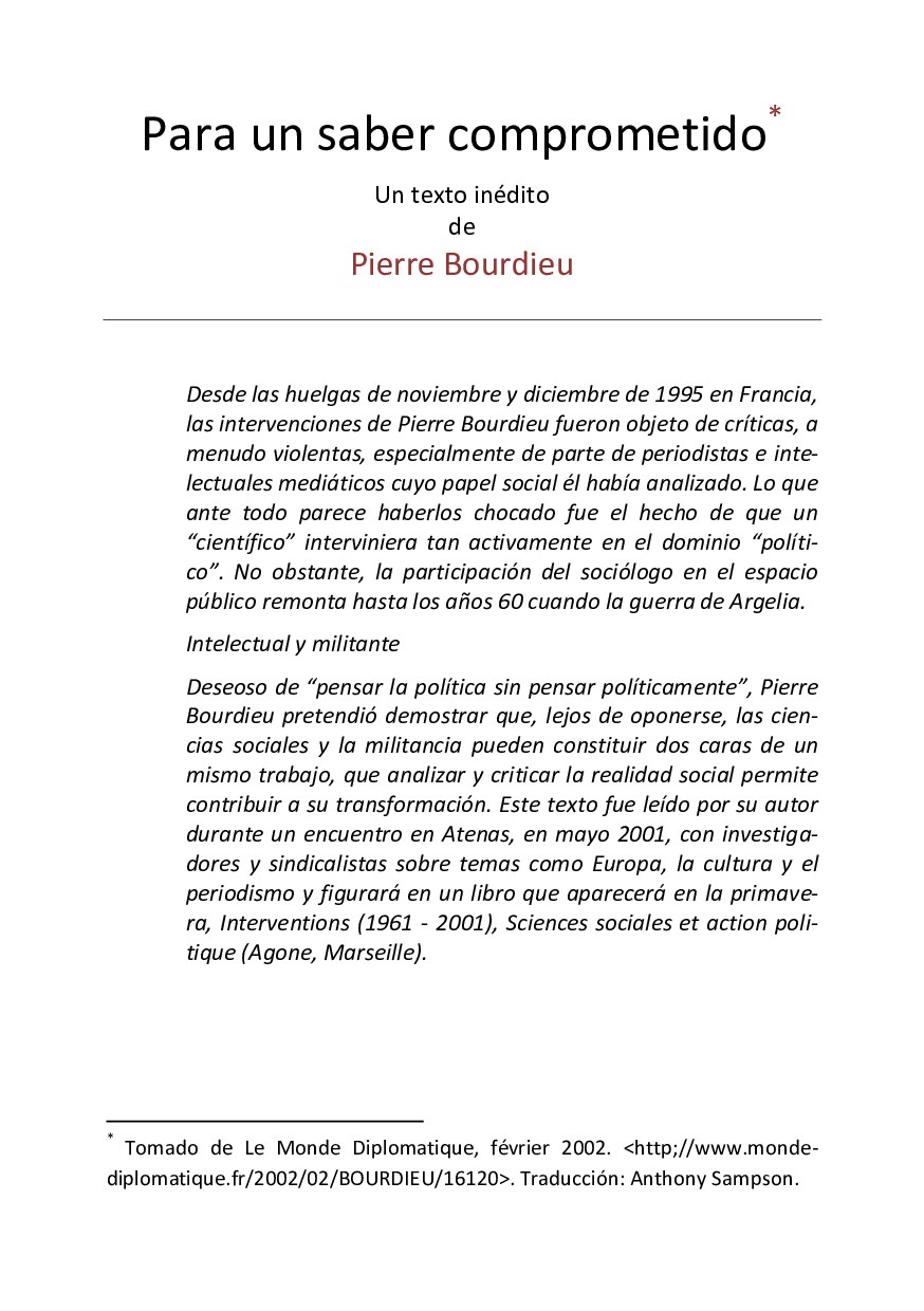 UN TEXTO INÉDITO DE PIERRE BOURDIEU