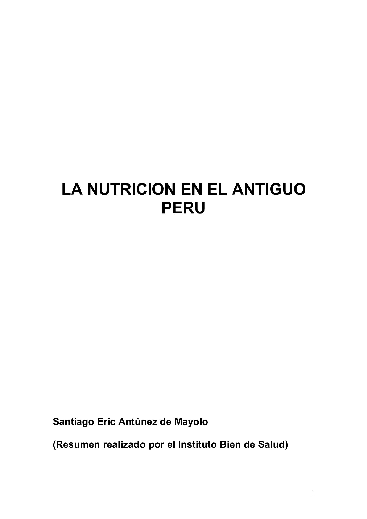 LA NUTRICION EN EL ANTIGUO PERU
