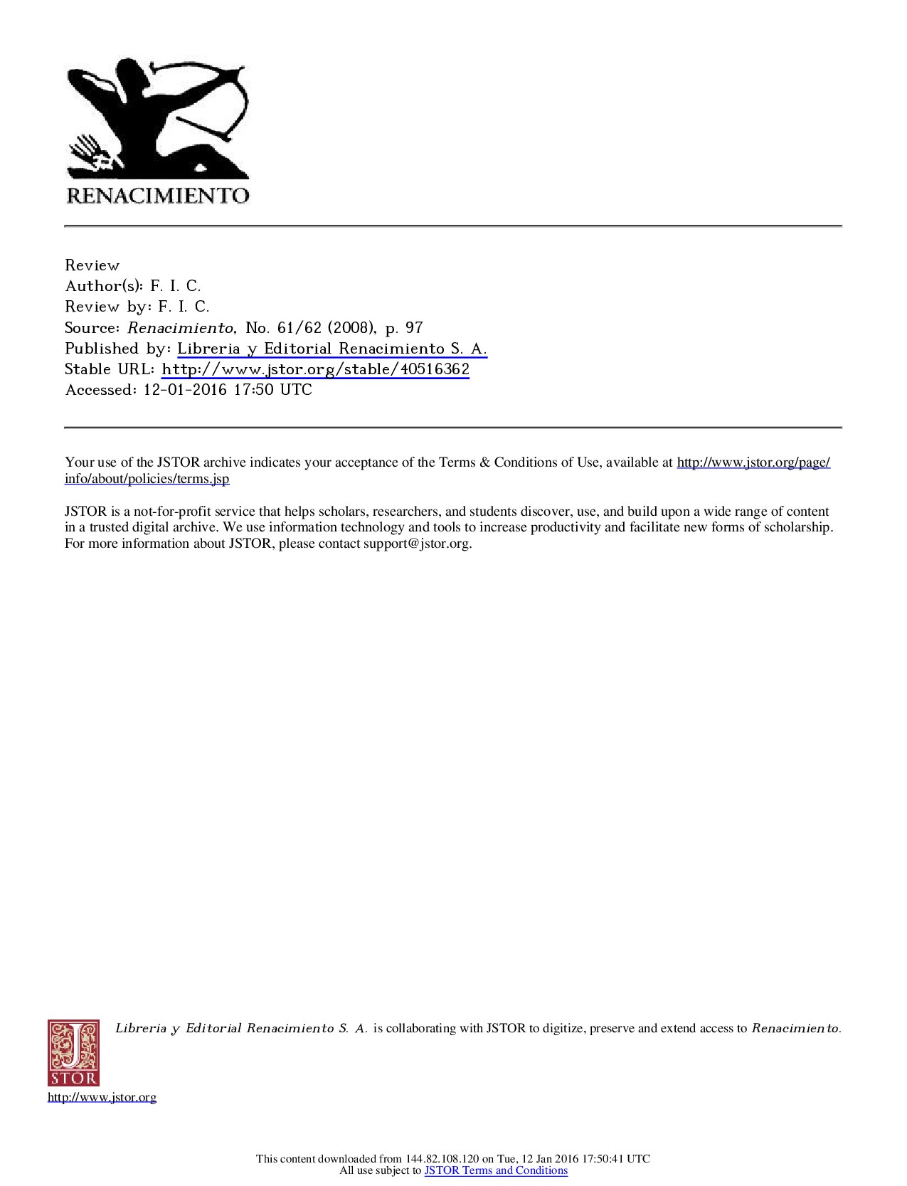 [Renacimiento iss. 61-62] Que la tierra te sea leveby Ricardo Sumalavia{Review by_ F. I. C.}(2008)[10.2307_40516362]{55123148} libgen.li