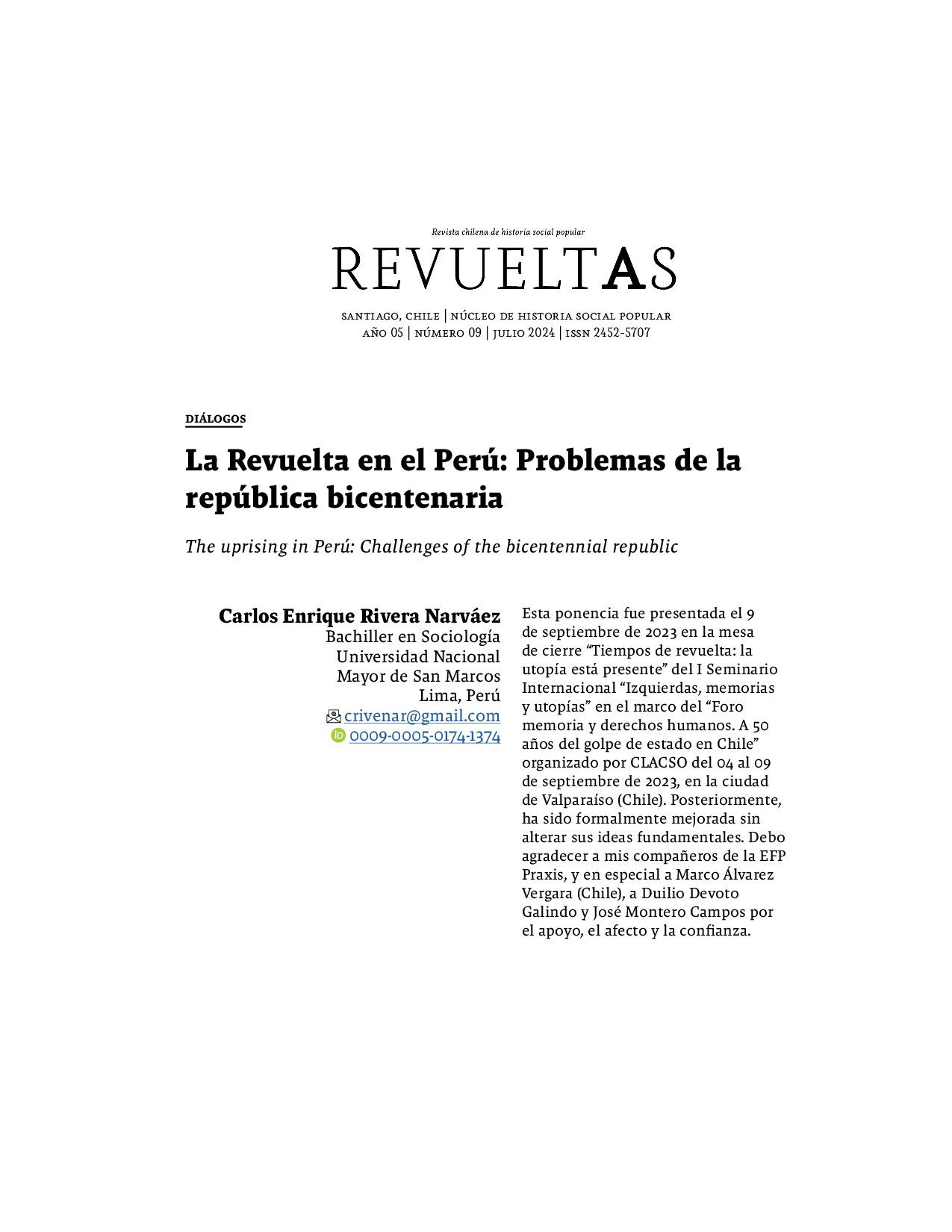 [Revueltas _ Revista Chilena De Historia Social Popular (9) 2024-jul - Revueltas _ Revista Chilena De Historia Social Popular (9)] La Revuelta en el Perú_ Problemas de la república bicentenaria{Carlos Rivera}(202