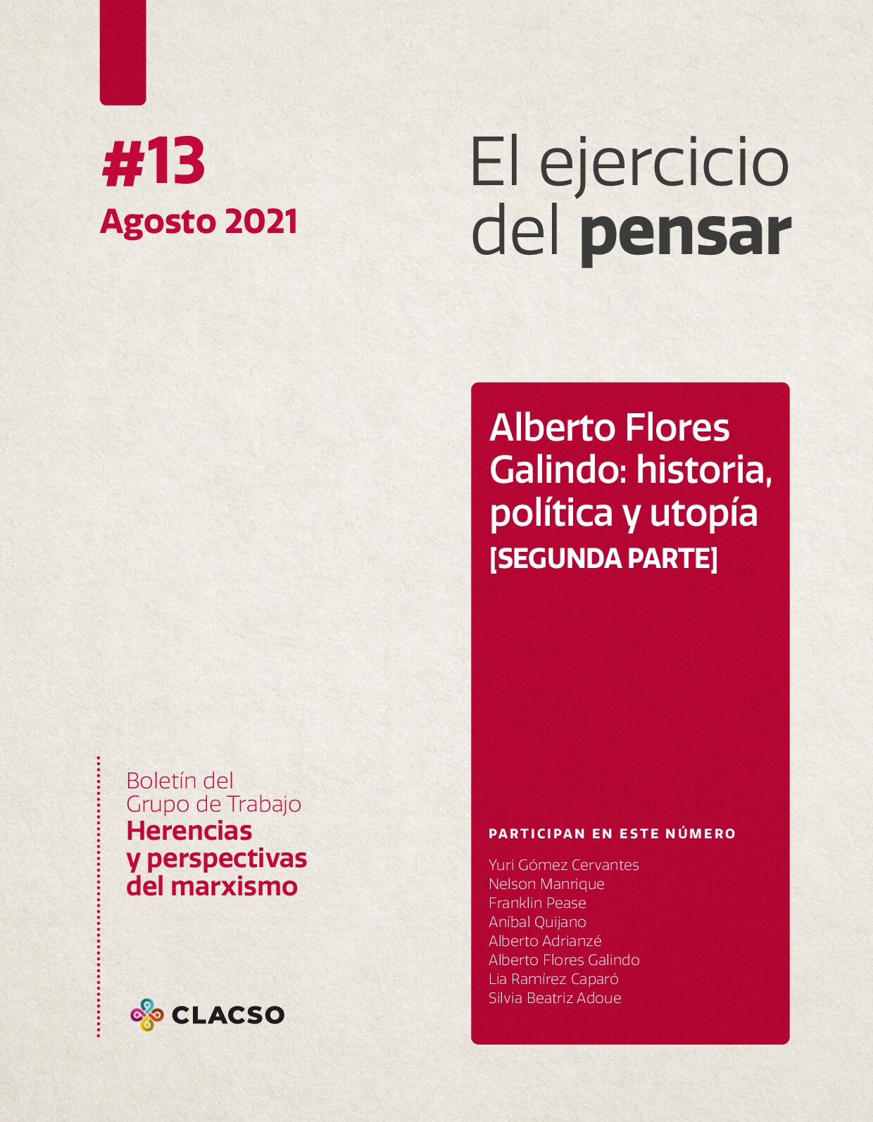 [El ejercicio del pensar_ Boletín del Grupo de Trabajo Herencias y perspectivas del marxismo (13) El ejercicio del pensar_ Boletín del Grupo de Trabajo Herencias y perspectivas del marxismo (13)] Yuri Gómez, Nels