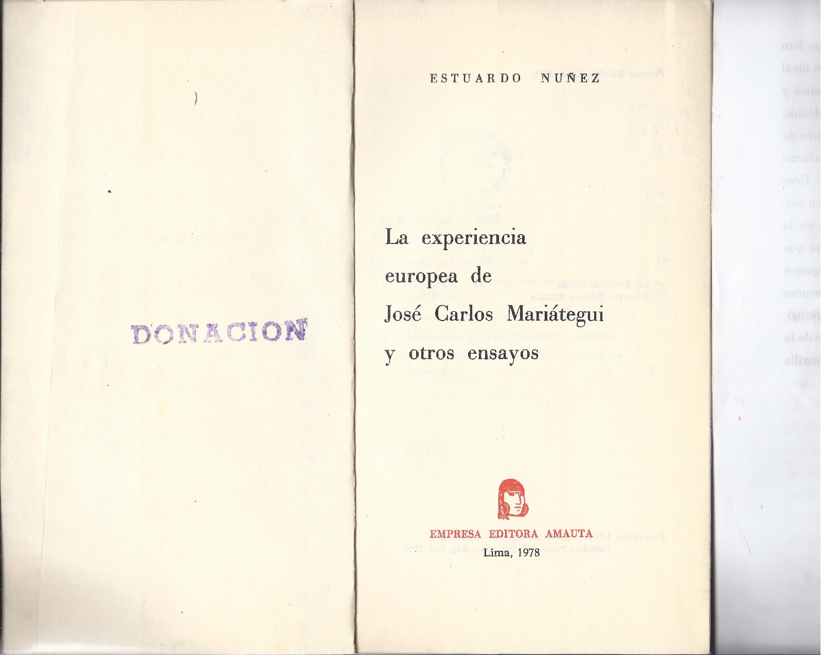 Estuardo Núñez - La experiencia europea de José Carlos Mariátegui y otros ensayos (1978, Minerva - Amauta) - libgen.li