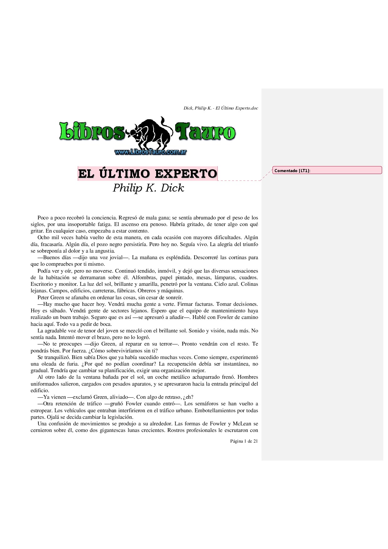 Dick, Philip K. - El Último Experto
