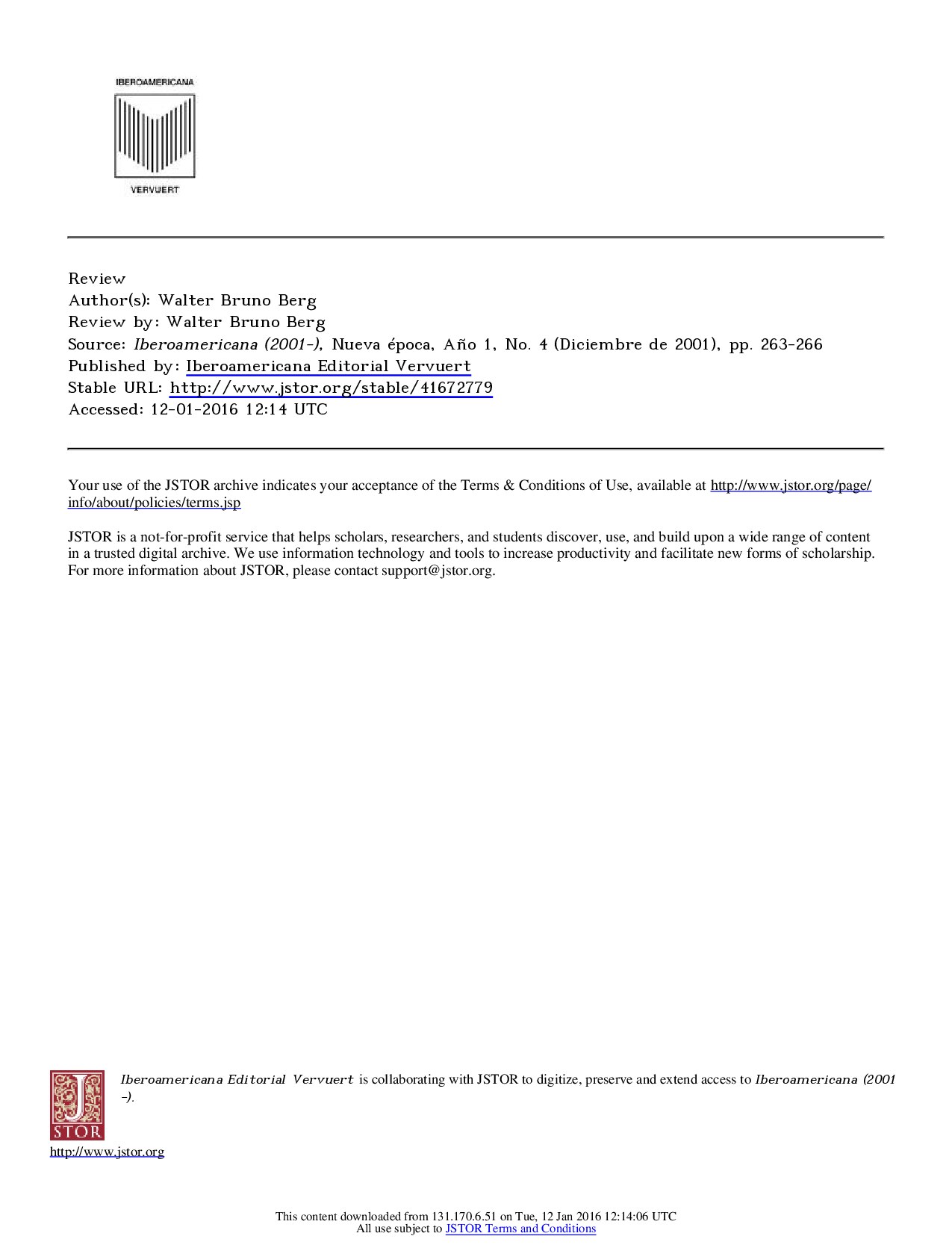 [Iberoamericana (2001-) (Nueva época) 2001-dec vol. 1 iss. 4] Las &quot_Tradiciones Peruanas&quot_ de Ricardo Palma. Claves de una coherenciaby Isabelle Tauzin Castellanos{Review by_ Walter Bruno Berg}(2001)[10.2
